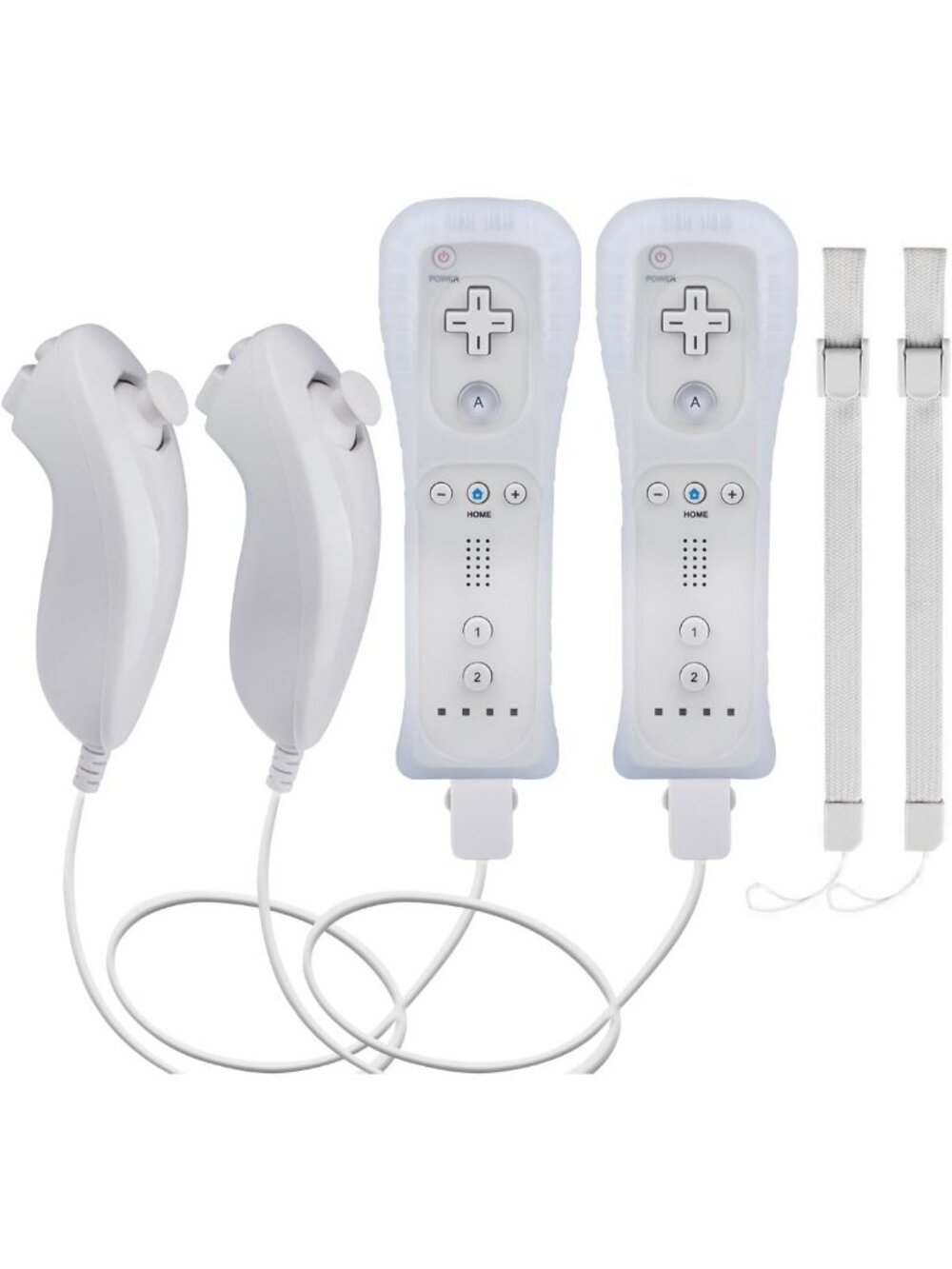 2 Pack Wii Remote Controllers & Nunchucks with Silicone Cases & Wrist Straps